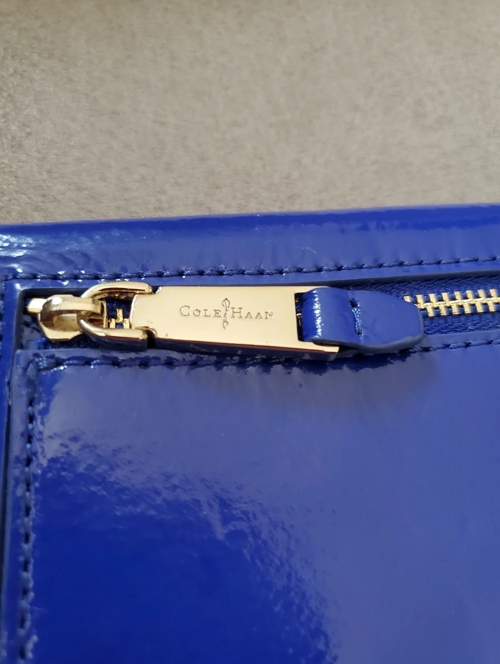 Cole Haan Jitney Patent Leather Wallet In Purple (Looks Royal Blue) NWOT
